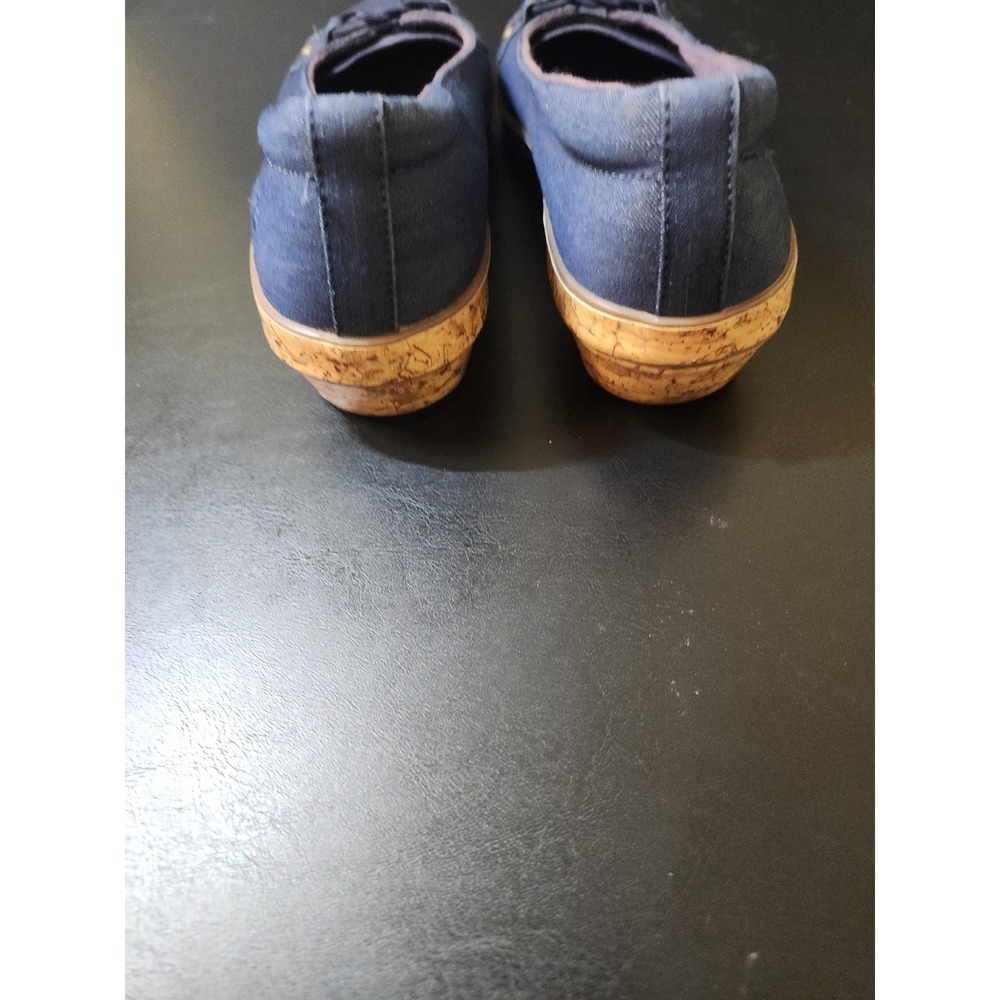 Grasshoppers Ortholite Navy Blue Denim Wedge Flats Braided Bow Detail Size 8M - Picture 3 of 6